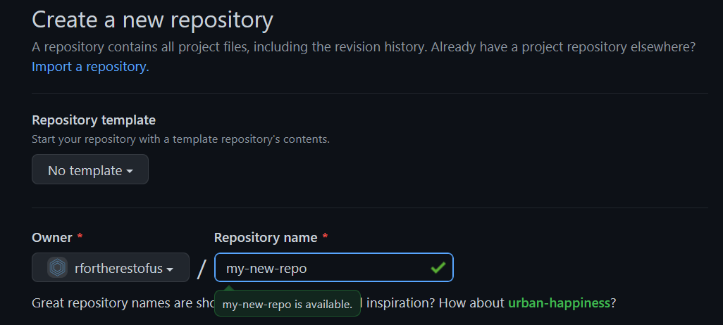 screenshot of a repo being created